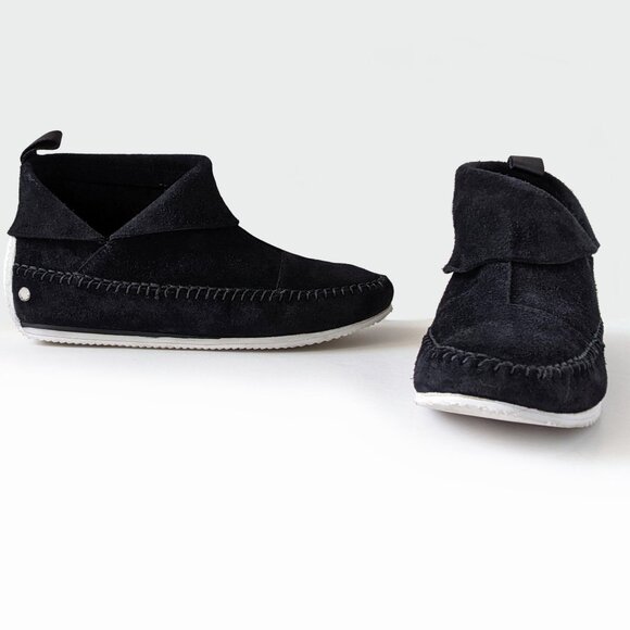 Rag Bone Brixton Black Suede Moccasin Boots Size 10